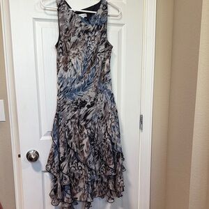 Christopher & Banks Asymmetrical Blue and Gray Dress